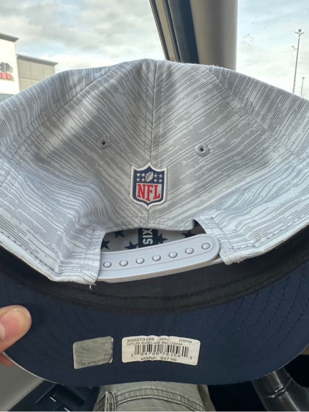 NFL Light Gray Patterned Snapback Hat with Navy Detail - Picture 3 of 3